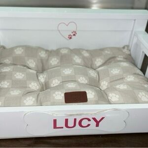 Personalized Pet Bed  wood with Cushion